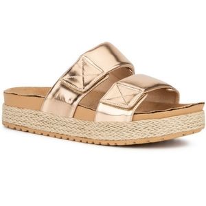 NIB Olivia Miller Palm Cove Espadrille Sandals - Rose Gold